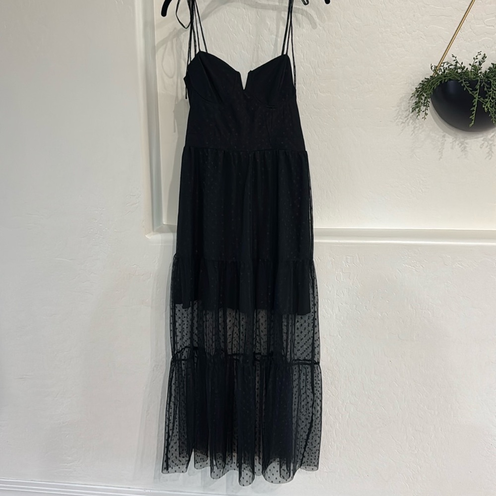Lulus sheer polka dot print (black on black)